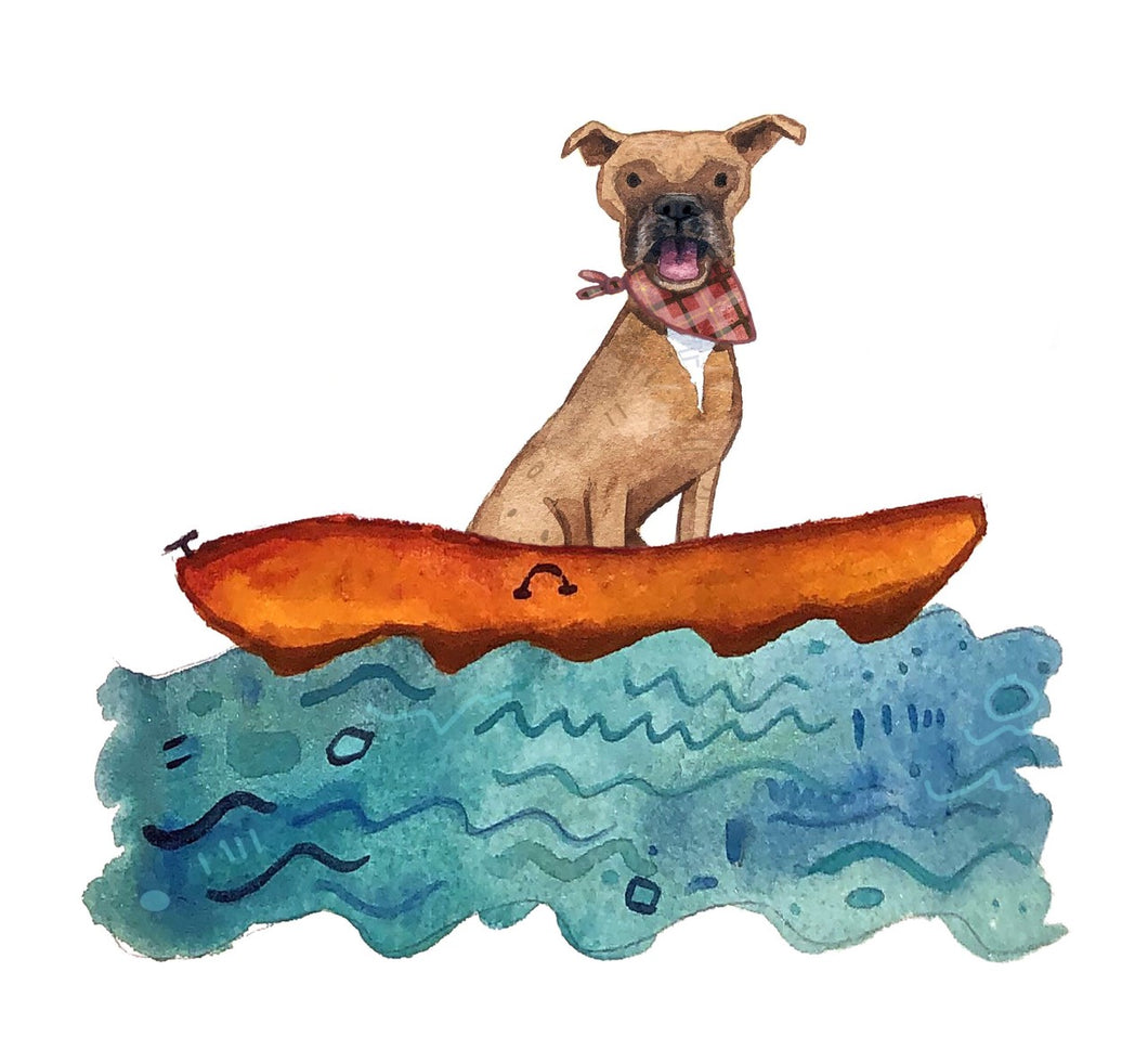 BOXER ON A BOAT STICKER